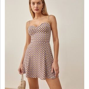 Reformation Saskia dress in Plaza